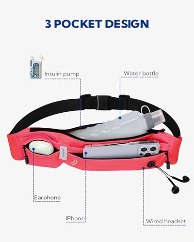 WATERFLY Running Belt Fanny Pack:Phone Holder Belt for Men Women - color: Watermelon Red