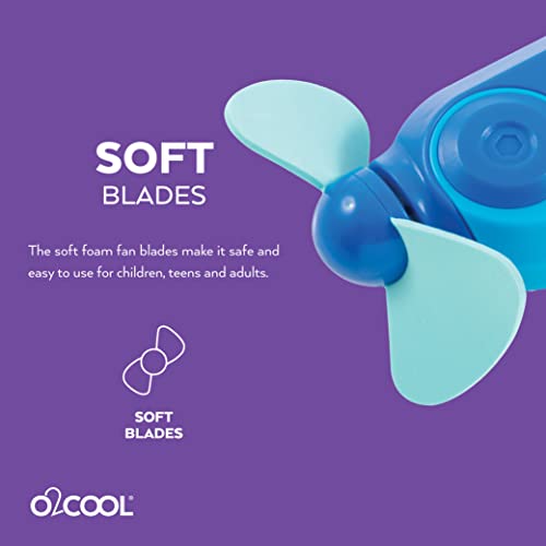 O2COOL Small Sport Misting Fan with Carabiner Clip 2-Pack Blue - color: Blue, size: 2 Packs