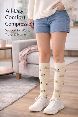 Aoliks 6 Pairs Compression Socks for Women & Nurses, Flying Knee High Socks - color: 020 A01-multicoloured 03, size: Small-Medium