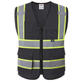 JKSafety Safety Vest for men women Hi Vis Vest with Pockets and Zipper High Visibility Reflective Vests BX320 - color: Black, size: X-Large