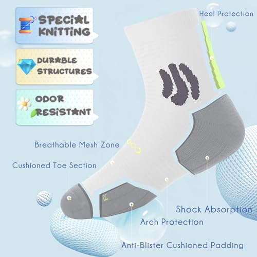 BRISIRA Coolmax Bamboo Viscose Kids Compression Socks for Youth Boys Girls - color: White-3pack, size: Medium