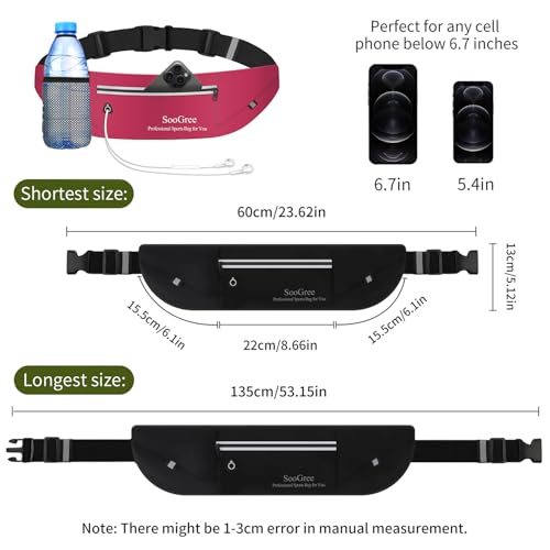 Men Women Slim Running Belt Fanny Pack,Zipper Waterproof Running Waist Pack,Ultra Light Reflective Phone Holder,Sport Workout Exercise Belt Bag for Running Walking Cycling Camping Gym (GSP1198-Red) - color: GSP1198-Red