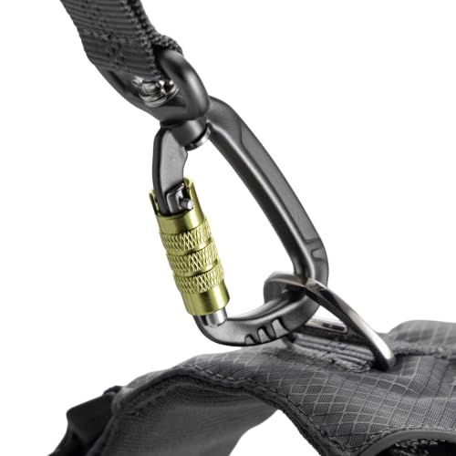 Tuff Mutt Hands-Free Waist Leash for Dog Walking, Running and Hiking, Carabiner Clip, Adjustable Belt with Double Handle, Reflective Bungee Design for Large & Medium Dogs - color: Carabiner/Green