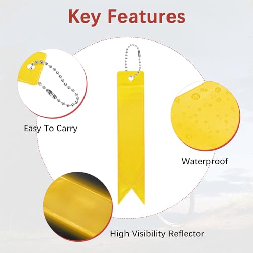 Safety Reflector Pendants - Reflective Safety Keychain Gear with Chain Use for Backpack & Running & Cycling - color: Golden