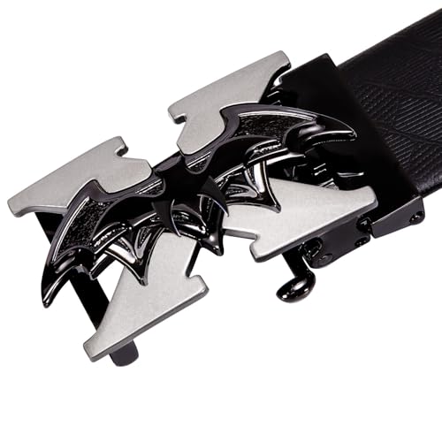 Dubulle Ratchet Belt for Men Leather Adjustable Designer Fashion Buckle - color: A-a Black Belt, size: Adjustable Fit 22" to 38" Waist