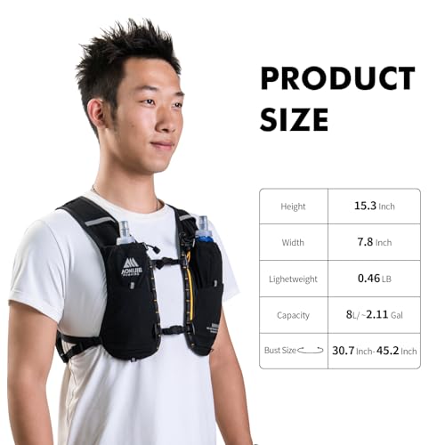 AONIJIE Running Hydration Vest for Women Men 8L Hydration Backpack Hiking - color: Black