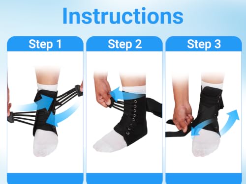Ankle Brace Adjustable Support for Sprained Ankle and Injury Recovery - size: Medium