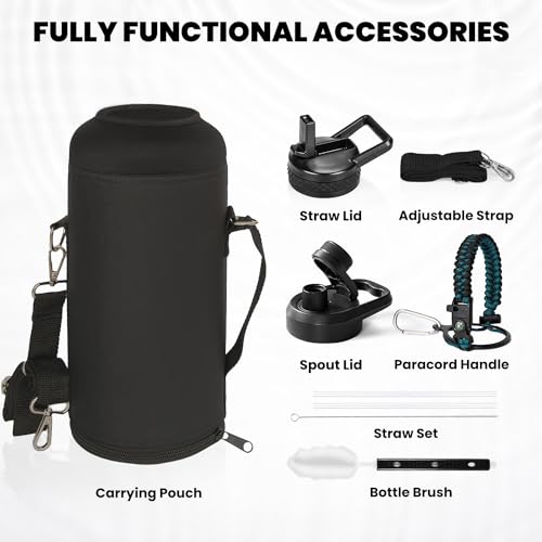 RAYMYLO Insulated Water Bottle 87 oz, Triple Wall Vacuum Stainless Steel - color: Indigo/Black, size: 87 Ounces
