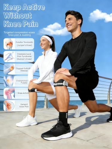 Patellar Tendon Support Strap 2 Pack, Knee Brace for - color: Black