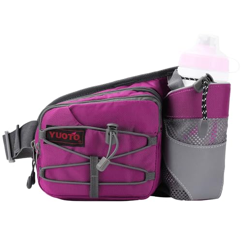 Waist Pack with Water Bottle Holder for Running Walking Hiking Fanny Pack - color: Red