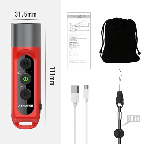 Electronic Whistle Highest IPX5 Maximum Sound 125db Battery 1000mAh Blue for Coaches Teacher, Sports Whistle - color: Red
