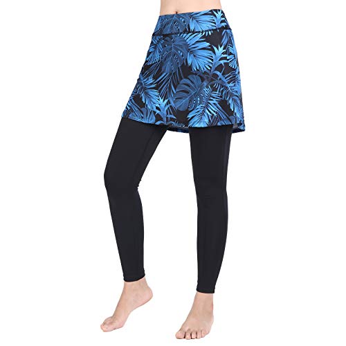 ANIVIVO Women Skirted Leggings Tennis Yoga Legging with Skirt - color: Blue Charcoal, size: X-Large