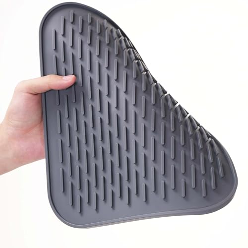 Dish Mat Silicone Dish Drying Mats Works For Drying Stemware Cocktail Glasses Silverware Pots Pans Knives and Dish Rack for Kitchen Counter Sink Bar Pads Easy to Clean (11.5" x 9.1") - color: M (11.5" x 9.1") Grey
