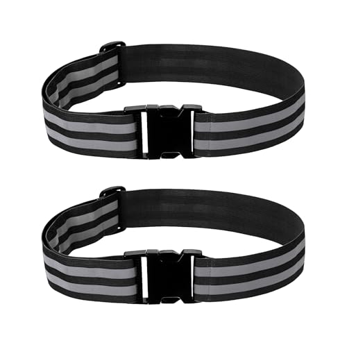 PATIKIL Adjustable Reflective Running Belt, Glow Pt Belt Sash for Cycling Walking - color: Black, size: 1.9 Inch