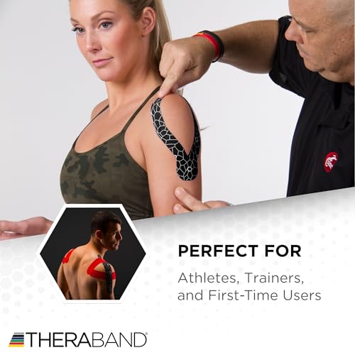 THERABAND Kinesiology Tape, Shoulder & Knee, 2 Rolls, Black/White - color: Black/White, size: 2" x 16.4, style: 2 Rolls