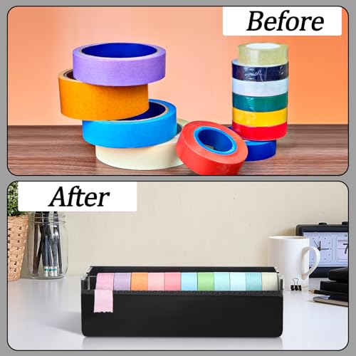 Faccito Acrylic Washi Tape Dispenser Desktop Masking Tape Holder 7 in Sticker Roll Cutter Organizer Desktop Cutting Machine for Home Office School (Only Dispenser)