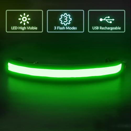 Illumifun LED Running Belt - USB Rechargeable Light Up Sash, High-Visibility Elastic Waistband Light for Running Cycling Hiking Camping Nighttime Activities - color: Green