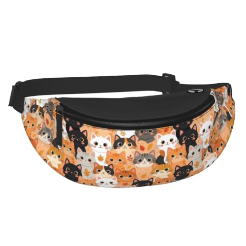 Dujiea Fanny Pack, Cute Cartoon Cats Waist Bag With Headphone Hole Belt Bag Adjustable Sling Pocket Fashion Hip Bum Bag For Women Men Kids Outdoors Casual Travelling Hiking Cycling - color: Cute Cartoon Cats