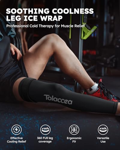 Full Leg Ice Pack Wrap, 360° Entire Leg Gel Cold Therapy Sleeve with Strap - size: universal