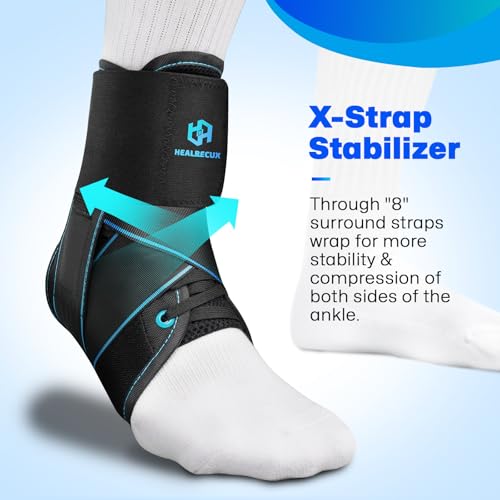 Healrecux Lace Up Ankle Brace for Women Men, Ankle Support for Sprained Ankle, Plantar Fasciitis Brace Ankles Stabilizer Wrap for Basketball, Volleyball, Sports, Injury Recovery, XS - size: X-Small