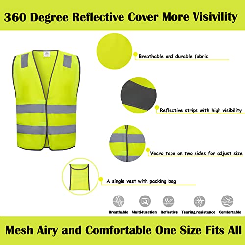 Safety Vests 10 Pack - Yellow Reflective High Visibility Construction ANSI Class 2 Work Vest for Men,Woman,Hi Vis Vest Mesh and Neon Silver Strip - color: Yellow
