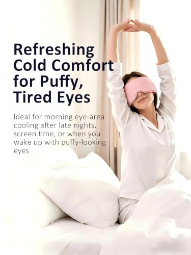 Cooling Gel Eye Mask for Puffy Eyes, Migraine & Headache Relief, Full Eye-Area Cold Compress for Eyes & Temples, FSA Eligible HSA Reusable Eye Ice Pack for Swelling & Post-Surgery Recovery - color: Pink
