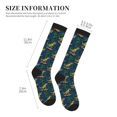 Compression Socks, Unisex 15-20 mmHg Knee High Support Socks - color: Dinosaur