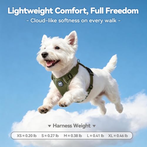 PoyPet Mesh Dog Harness, Reflective Breathable Puppy Vest for Small Dogs - color: Military Green, size: S