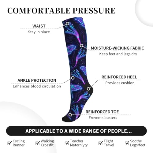 Witchy Moth Compression Socks For Women Men - color: Neon Moth