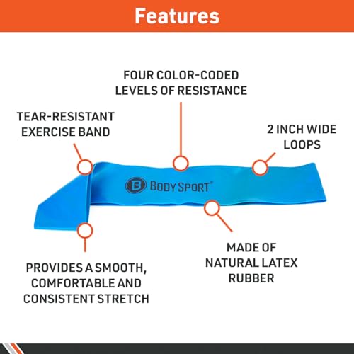 Body Sport Loop Resistance Bands - color: Red, size: Heavy Resistance, Red