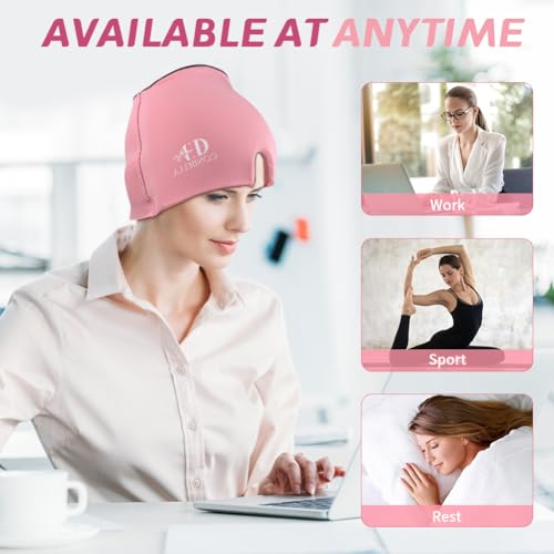 Migraine Relief Cap, Soothing Headache Ice Face Mask Products - color: Pink+purple