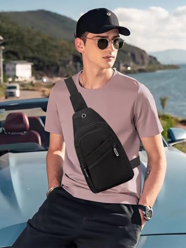 AOSTIHOT Crossbody Sling Bag Small Sling Backpack for Women, Chest Daypack Crossbody Shoulder for Travel Sport Running Hiking - color: G Black