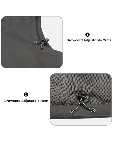 Little Donkey Andy Men's Lightweight Quick Dry Vest Windproof Sleeveless Jacket with 11 Pockets for Travel Fishing Hiking - color: Dark Grey, size: Medium