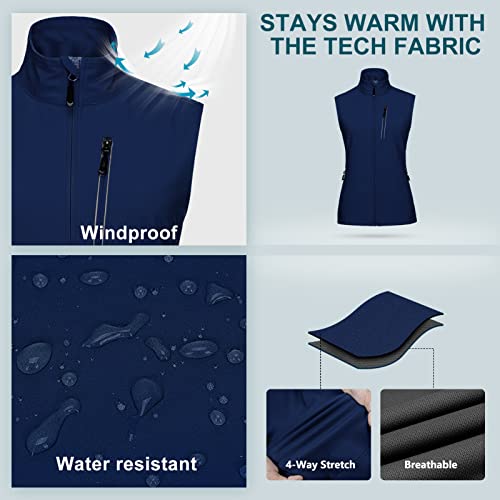 33,000ft Women's Lightweight Running Vest with 6 Pockets for Travel Golf - color: Deep Blue, size: XX-Large