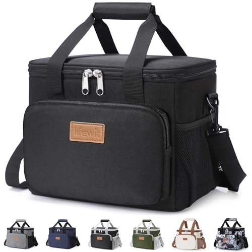 Lifewit Medium Lunch Bag, Insulated Lunch Box, Soft Cooler Cooling Tote for Adult Men Women, Black 12-Can (9L) - color: Black, size: Medium(9L)