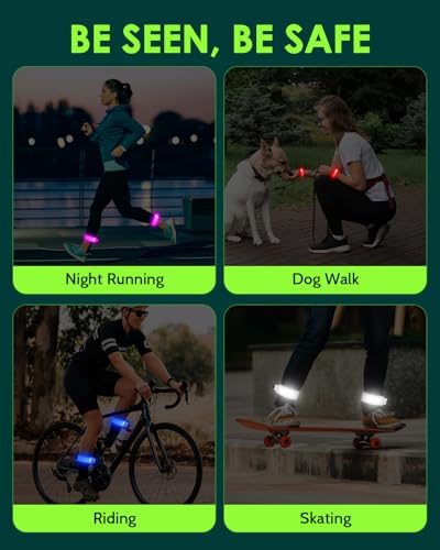 Fitense Rechargeable LED Armband 2-Pack, High Visibility Running Gear for Night Safety, 5 Colors & 3 Modes Light Up Wristbands for Night Walking, Cycling, Running Gift for Women Men Kids，White - style: Classic