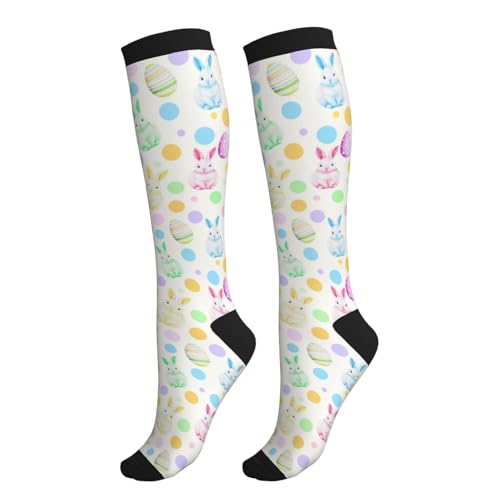 Compression Socks Knee High Support Socks Women Circulation Stockings for Athletic Running Cycling Flying - color: Easter