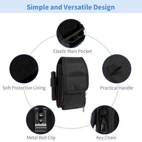 KENOBE Belt EDC Pouch, 5-Pocket Cell Phone/Tool Holder, Black - color: Black
