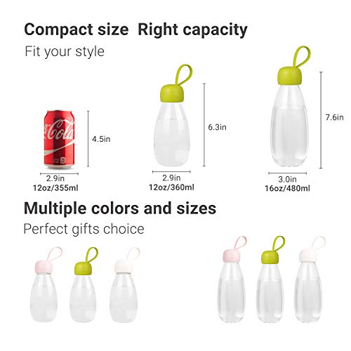 emoi BPA Free Water Bottle, 12oz/360ml Cute Water Bottle with Carrying Strap, Ideal for Kids Boys Girls Students Women Healthy Hydration-White - color: White Cap, size: 12 Ounces