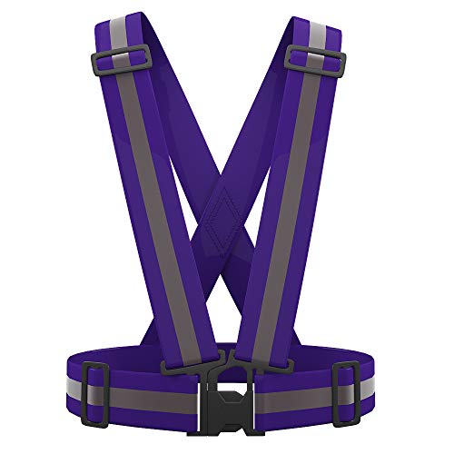 AYKRM 9 color High Visibility Reflective Vest Running Gear High Vis Adjustable Safety Vest - color: Purple