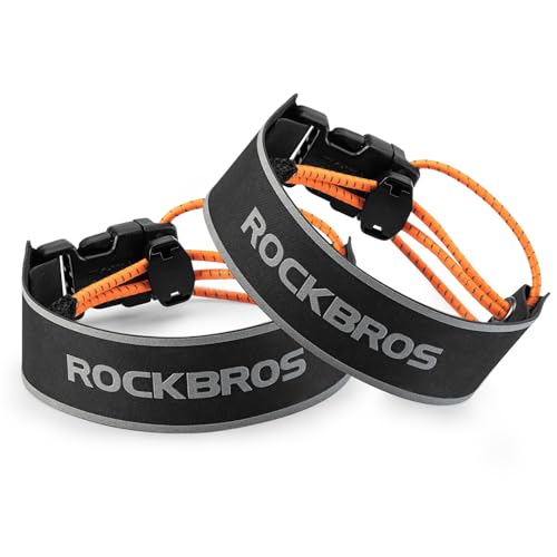 ROCKBROS Bike Pants Strap Cycling Reflective Ankle Bands Adjustable Pant Leg Straps for Biking Cuff Wrist Ankle Bands Backpack Strap for Running,Walking,Jogging 2 PCS