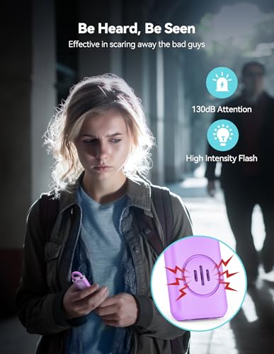 TECKNET Rechargeable Personal Safety Alarm for Women, 130dB Self Defense Keychain Alarm with SOS Strobe Light, Low Battery Notice, Loud Siren Safety Keychain for Girls Kids Elderly - Purple - color: Purple