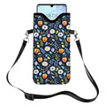 GLOBLELAND Floral Cell Phone Sleeve Pouch Case Bag 7.1×3.9 inch Flowers Shockproof Universal Phone Bag with Crossbody Strap Neck Lanyard for Women Men Phone Headphones Watch - color: Floral