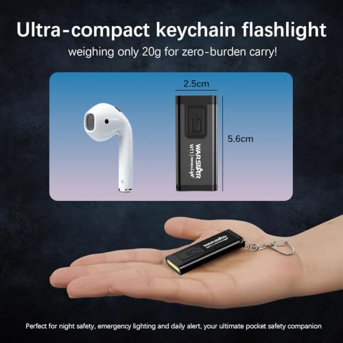 WARSTAR Keychain Flashlight with Personal Safety Alarm, 200LM Mini EDC Light, USB-C Rechargeable Emergency Siren for Women & Night Safety (6pack,Black*6) - color: 6pack,Black*6