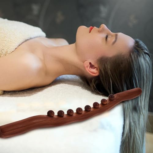 Toyvian Wooden Massage Stick, 8 Bead Gua Sha Tool for Muscle Relief