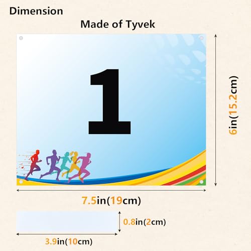 Tyvek Race Bibs Running Numbers Bibs with Race Bib Tape Instead Pins Track Bib Numbers for Tryouts Racing Bibs Audition Numbers for Marathon Runners Events Sports Games - color: Blue[6"x7.5"]1-50