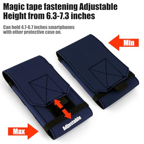 Tactical Molle Phone Holster Pouch, Universal Belt Waist Bag for iPhone 18 Pro Max/17 Pro/17/16 Pro Max/15 Pro Max/14 Pro Max/13, Samsung S26 Ultra/S25/S24, Size L - color: Deep Blue(2 Pack)