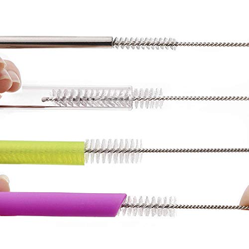 12 Inch Extra Long Straw Brush Cleaner (10 Pack), Flexible Nylon Tube Cleaning Brushes with 0.4 Inch Bristle Head, Rust-Proof Stainless Steel Wire for Reusable Tumbler Straws, Pet Fountains & Pipes