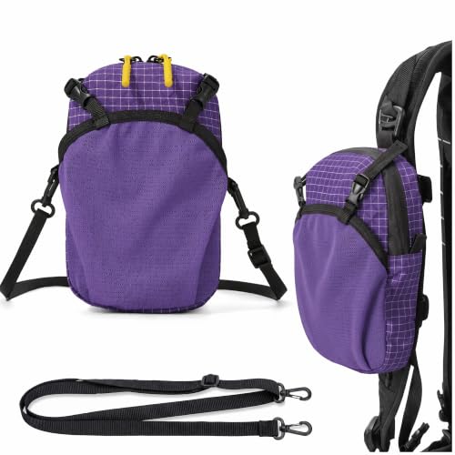 Backpack Strap Attachment Bag, Portable Phone Pocket & Water Bottle Holder Pouch for Outdoor Hiking, Travel, Cycling (Purple) - color: Purple