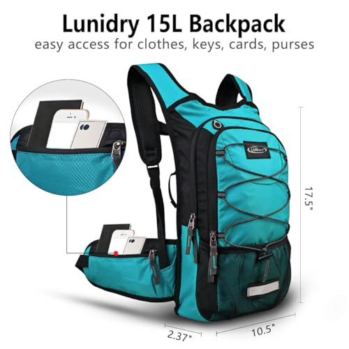 Hydration Backpack with 3L Water Bladder, Small Hydration Pack Backpack for Men Women, Lightweight Water Backpack with Cooler Layer for Running, Biking, Hiking - color: Matte Emerald